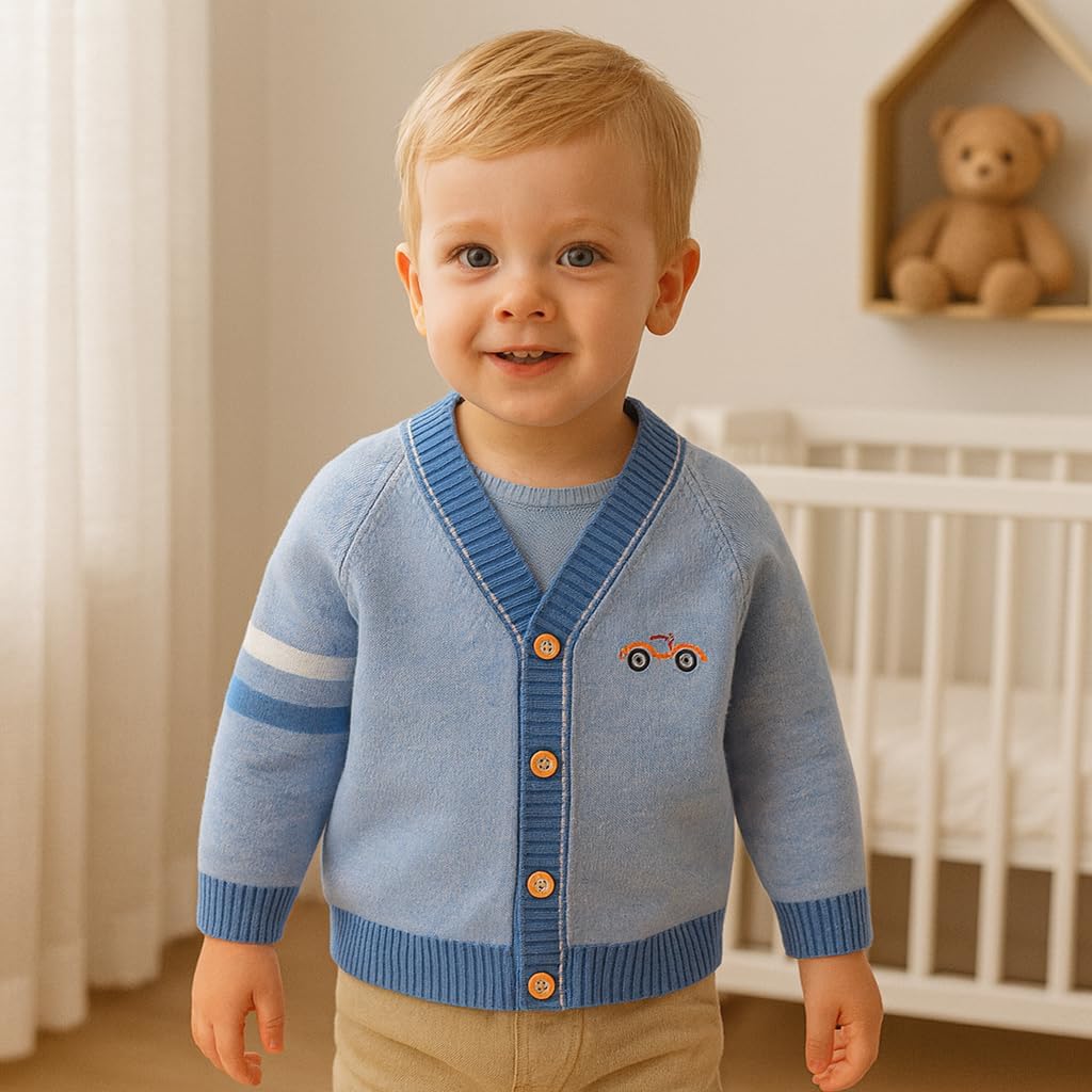 Fnaobai Kleinkind Baby Jungen Strickjacke kleine Jungen V-Ausschnitt Baumwolle Pullover Kinder Lange