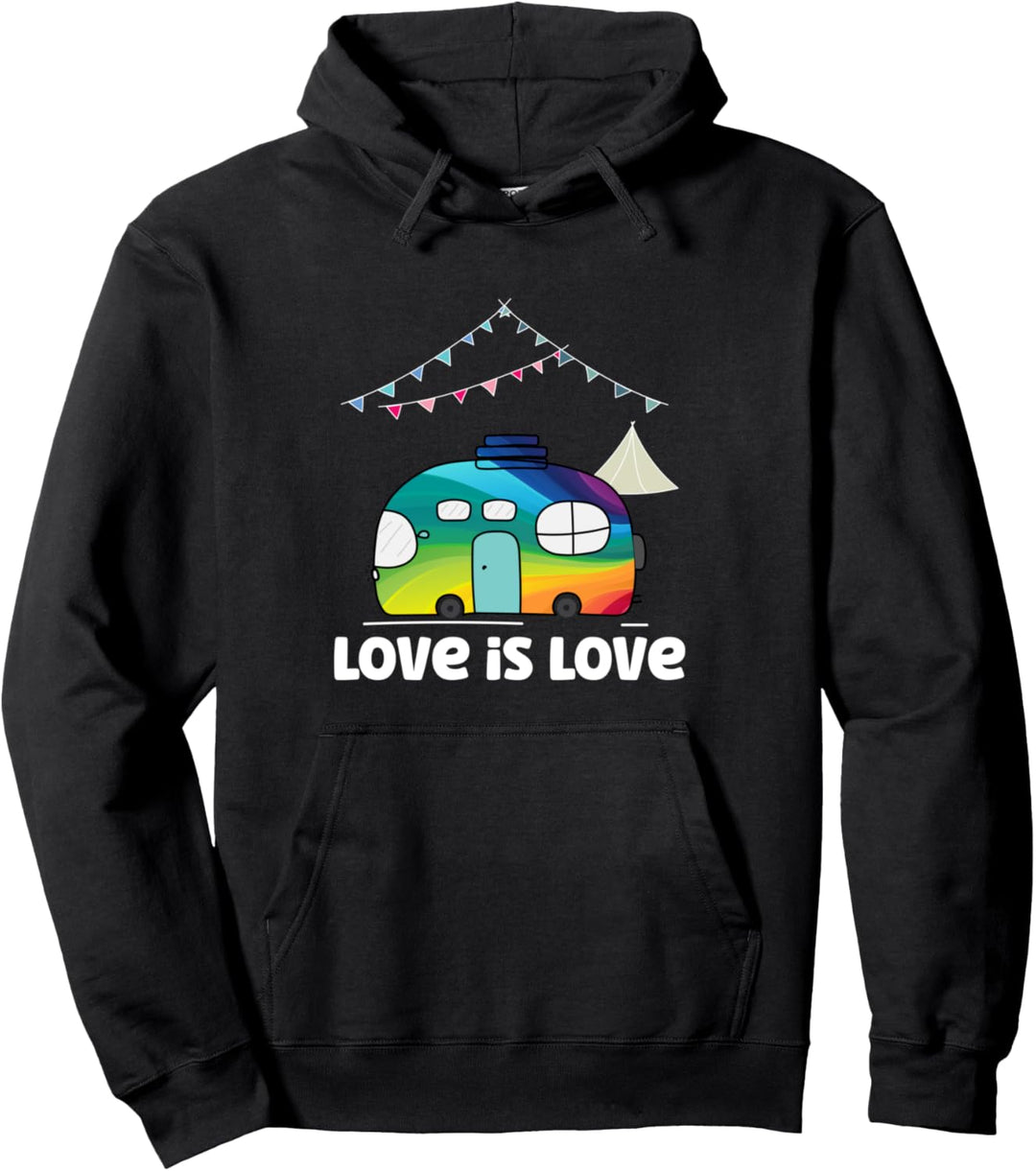 Love Is Love Rainbow RV Camping LGBT Gay Lesbian Pride Camp Pullover Hoodie