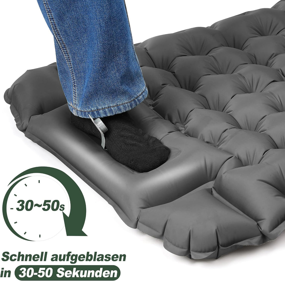Aufblasbare Isomatte, Camping-Isomatte, Geeignet für Camping, Strand, Wandern, Eingebaute Fusspumpe,