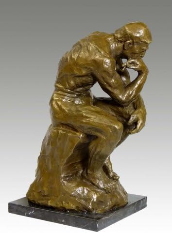 Kunst & Ambiente - Grosse Moderne Bronzeplastik - Der Denker - Auguste Rodin Skulptur auf Marmorsock