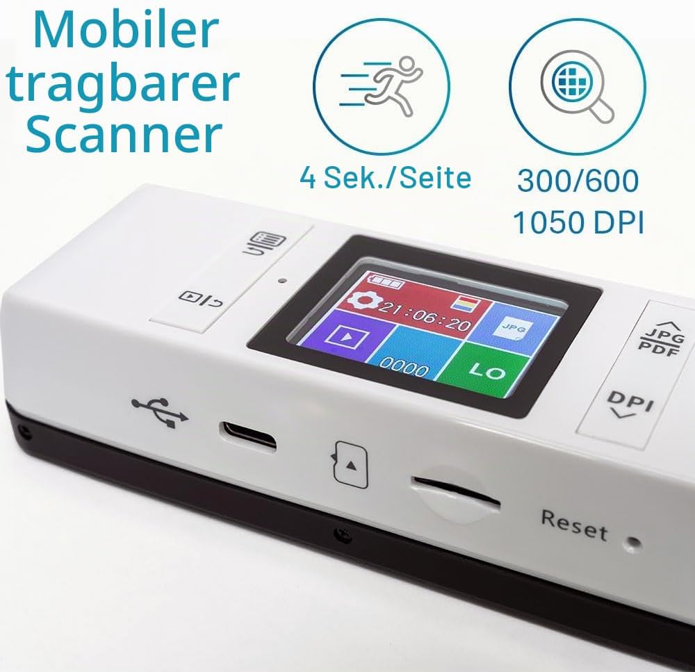 IRIScan Book 7 : handScanner | Dokumentenscanner A4 | Scannen auf Word, PDF, XLS | SD-Karte | Scanne