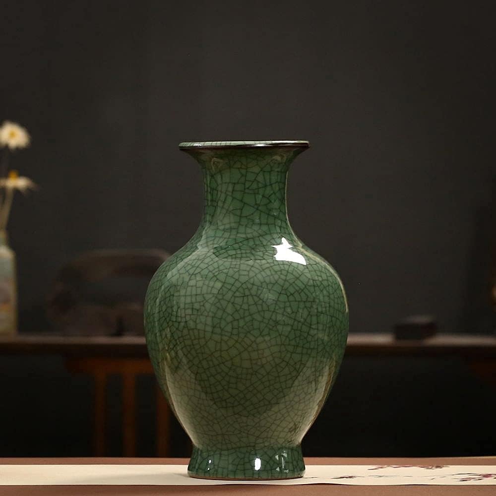 Chinesische Keramik-Kunst, handgefertigt, antike Eisriss-Glasur, grosse Porzellan-Blumenvase für Hei