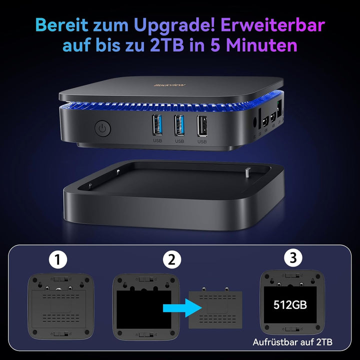 Blackview MP60 Mini PC W-11 Pro,Intel Twin Lake N150 (Aufgerüstet N100, bis zu 3.60 GHz), 16GB RAM 1
