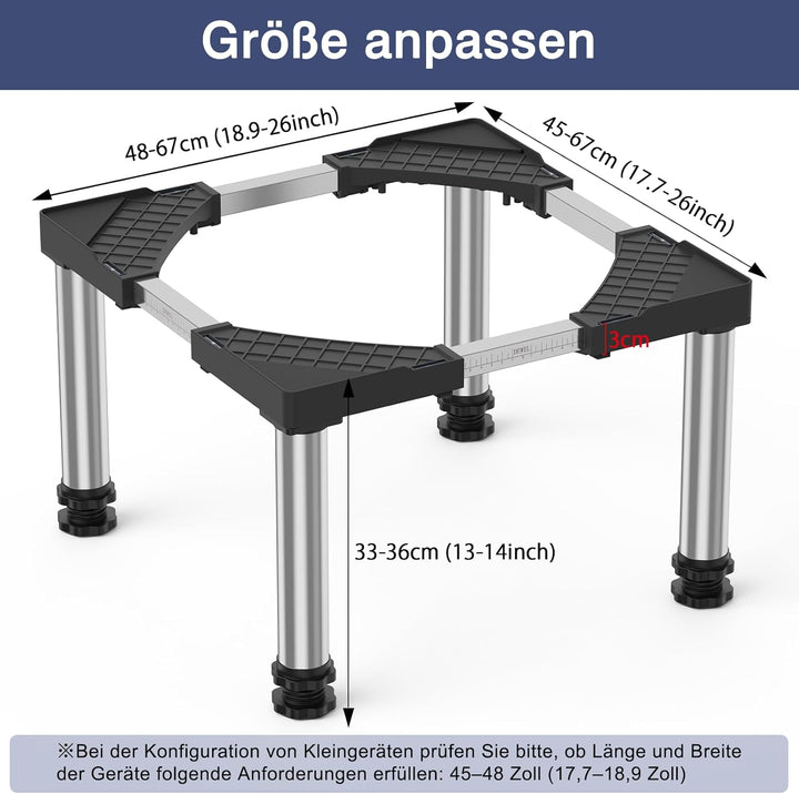 DEWEL Untergestell Kühlschrank erhöhung Höhe 33-36cm Verstellbare unterschrank kühlschrank sockel fü