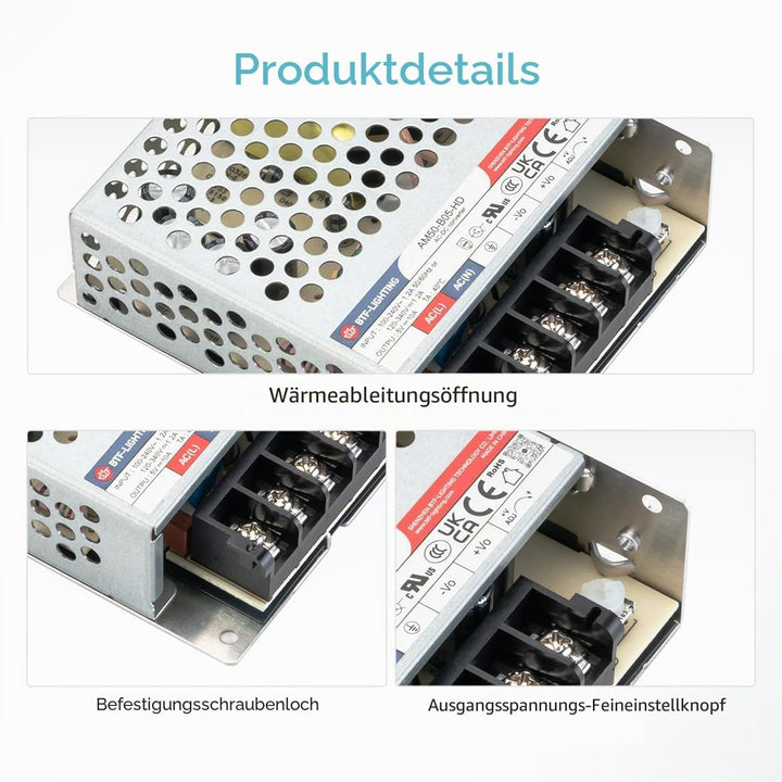 BTF-LIGHTING 50W 5V Netzteil CE Zertifiziert Aluminium LED-Treiber AC 100-240V zu DC 5V Transformato