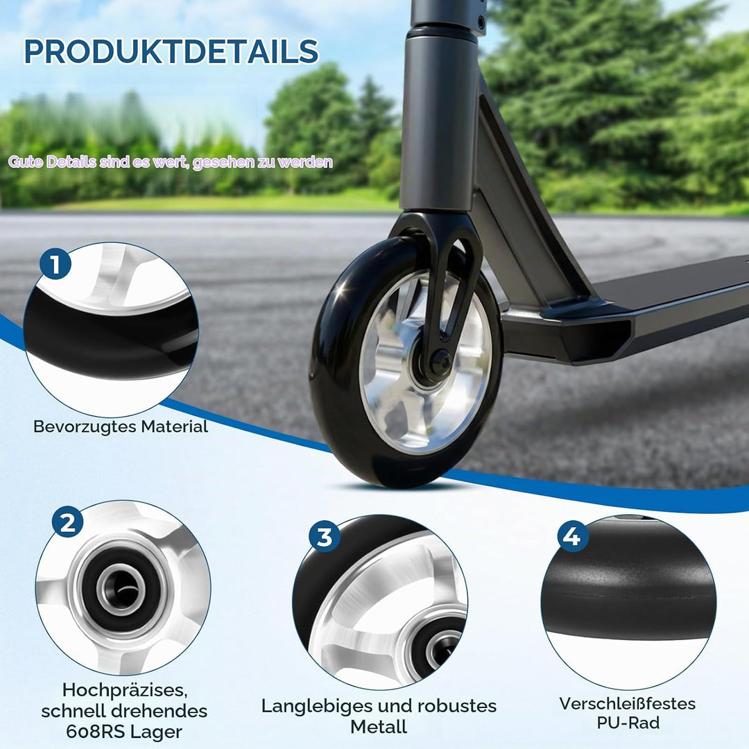 2 Stück Stunt Scooter Rollen 100 x 24mm, Scooter Ersatzräder Räder, Stunt Scooter Reifen, Roller Rei