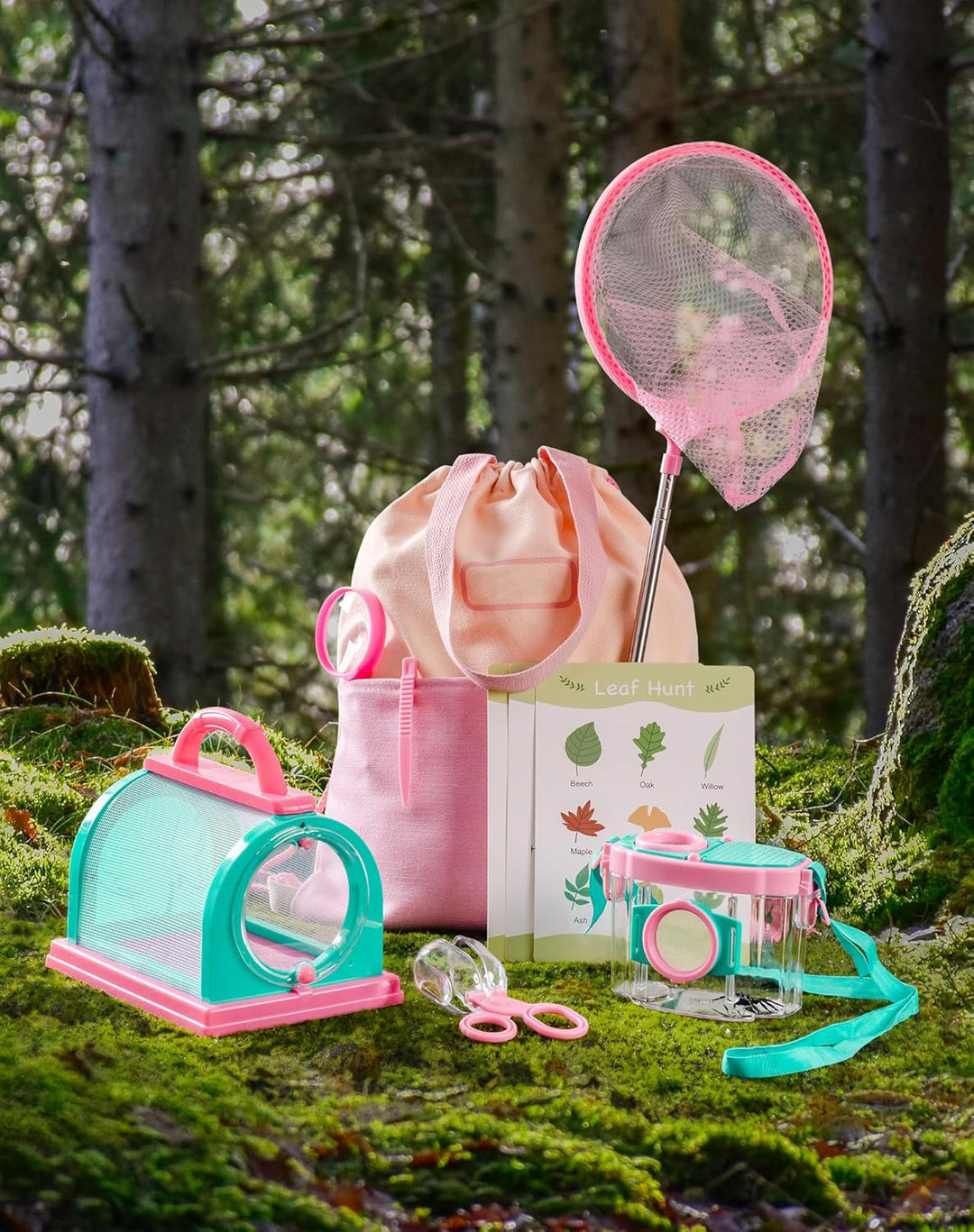 ROBOTIME Kinder Entdecker Kit, mit Insektennetz, Lupe, Insektenbeobachter, Schmetterlingsnetz, Outdo