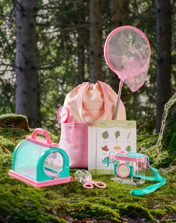ROBOTIME Kinder Entdecker Kit, mit Insektennetz, Lupe, Insektenbeobachter, Schmetterlingsnetz, Outdo