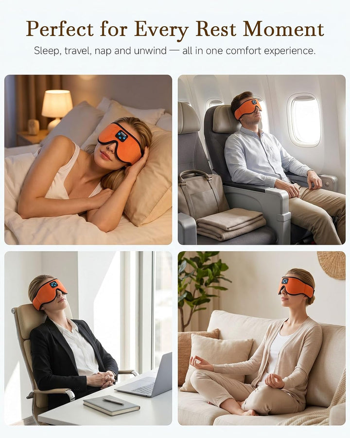 Voerou Bluetooth Schlafkopfhörer, 3D verstellbar, 12h, Knallorange | 3D-Form, verstellbares Band, at