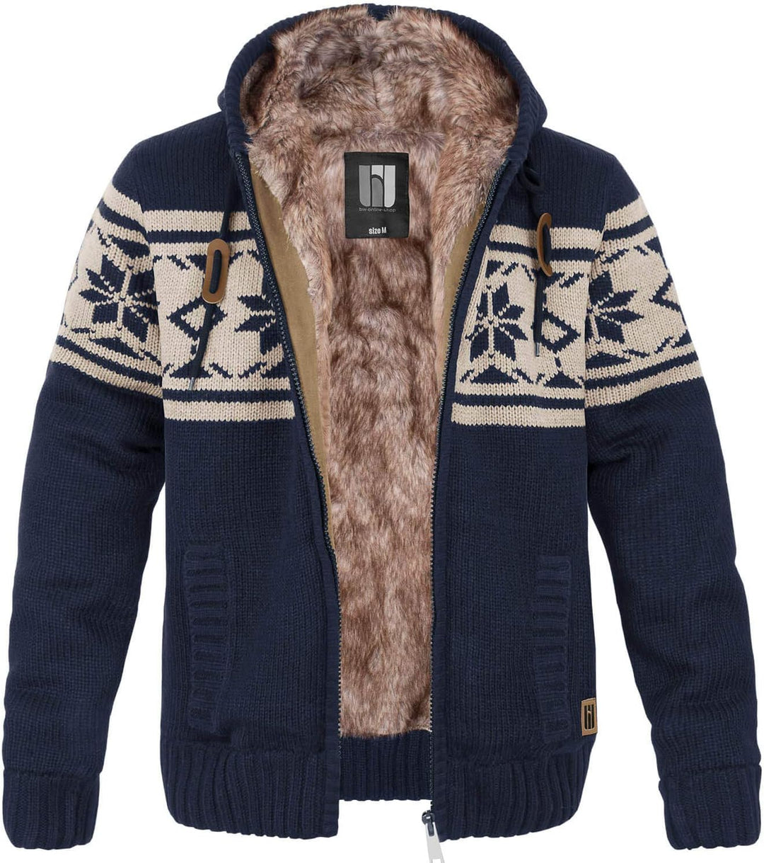 bw-online-shop Norweger Strickjacke Taylor mit Fell 5XL Navy, 5XL Navy