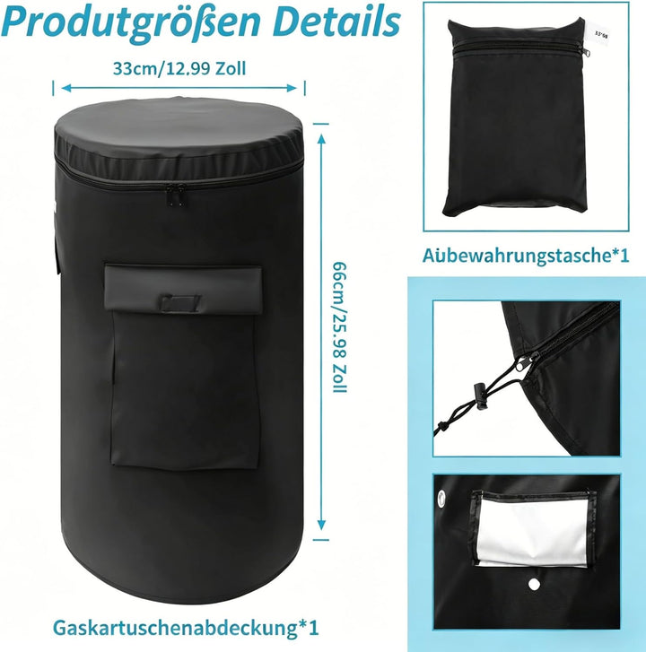 Abdeckhaube für Gasflasche 11 kg Gasflaschenhülle 33x66cm 600D Oxford Gasflaschen Schutzhülle mit Zu