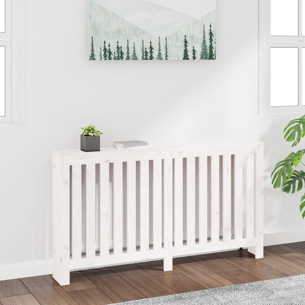vidaXL Heizkörperverkleidung Weiss 153x19x84 cm Massivholz Kiefer