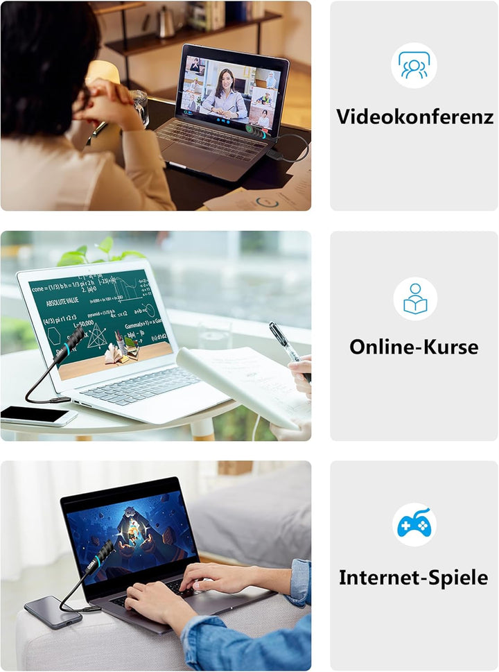 MillSO USB Computer Mikrofon mit Schwanenhalsdesign, Vielseitige Touch-Tasten und LED Anzeiger für P