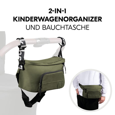 Hauck 2in1 Bauchtasche und Kinderwagentasche, Grosser Kinderwagenorganizer Hüfttasche Crossbody Brus