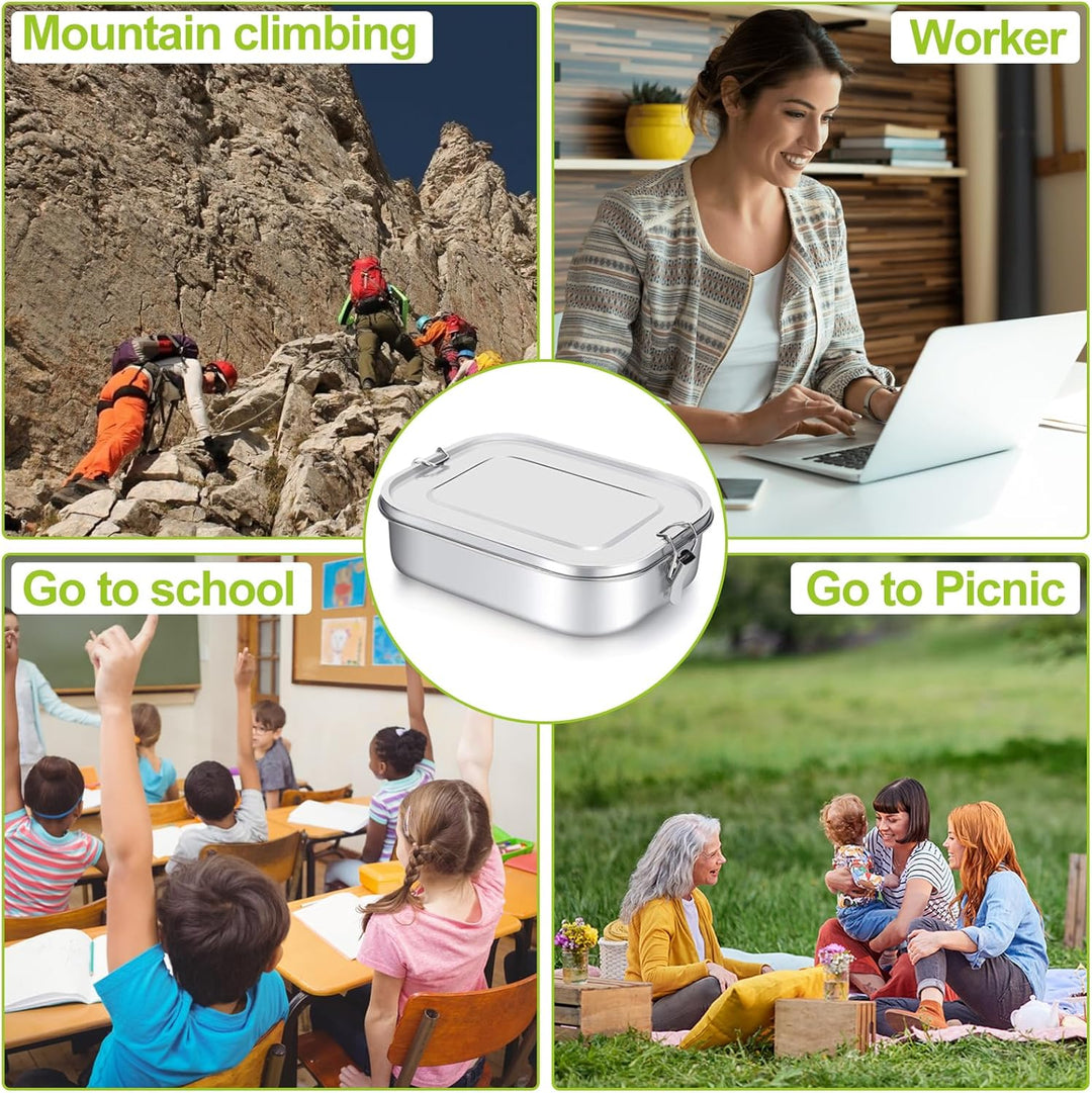 Brotdose Edelstahl - 2400ml Lunchbox Edelstahl - Brotdose Metall für Erwachsene - Brotbox Edelstahl