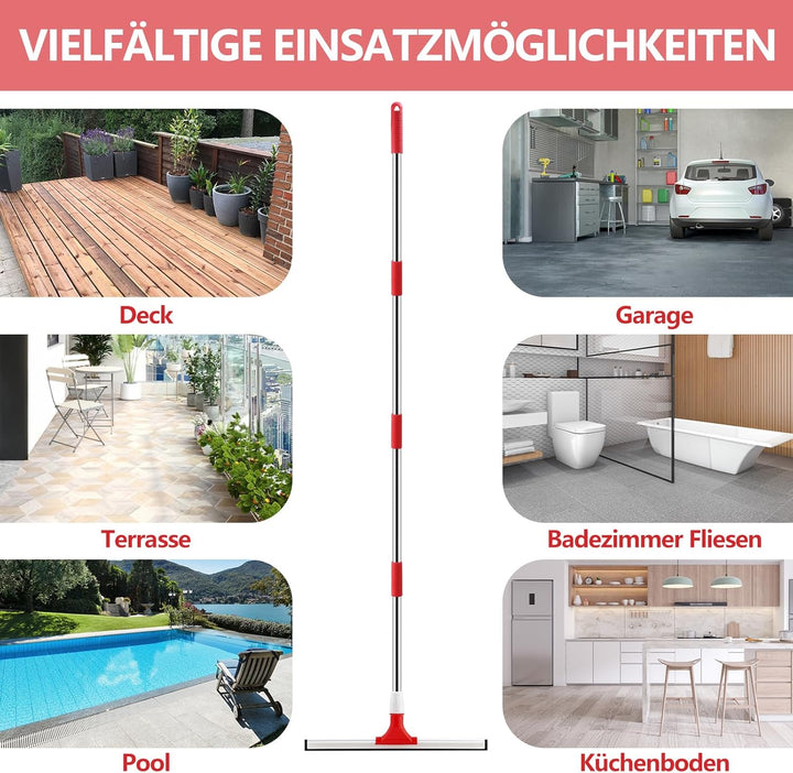 Mitclear 43cm Wasserschieber/Bodenwischer mit Verlängertem Stiel(147cm), Nasser Boden Gummiabzieher