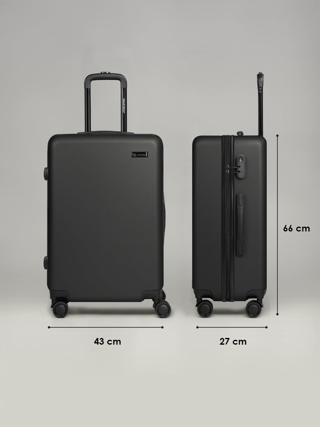 Smartbox Hartschalen Check-in Koffer für Damen &amp; Herren | Mittelgrosser M Trolley 43 x 27 x 66 cm au