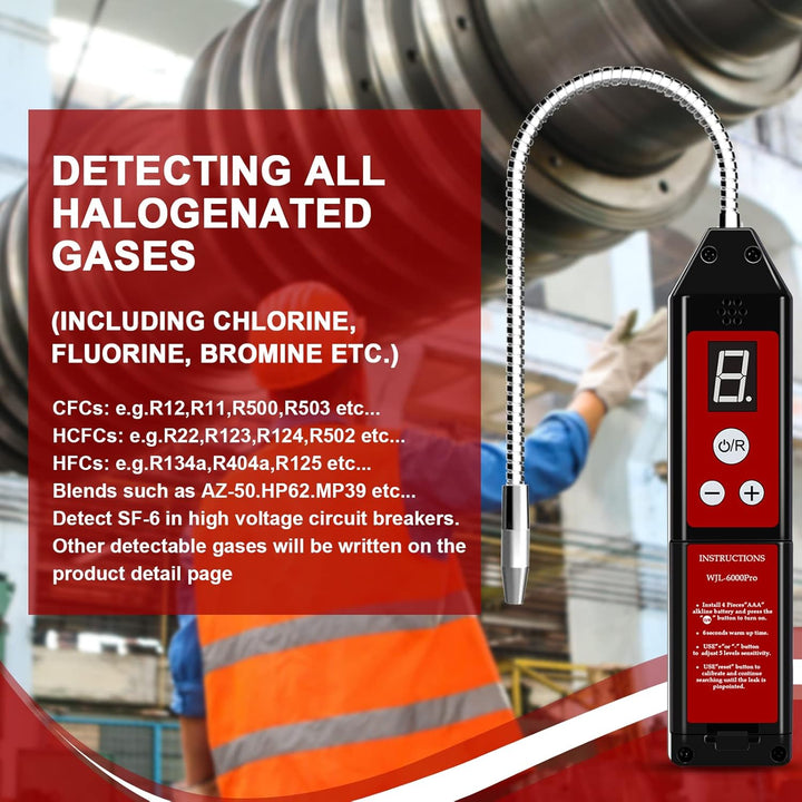 Kältemittel Lecksuchgerät, WJL-6000 PRO Halogen Detektor Lecksuchgerät Freon-Gaslecktester HVAC-Klim