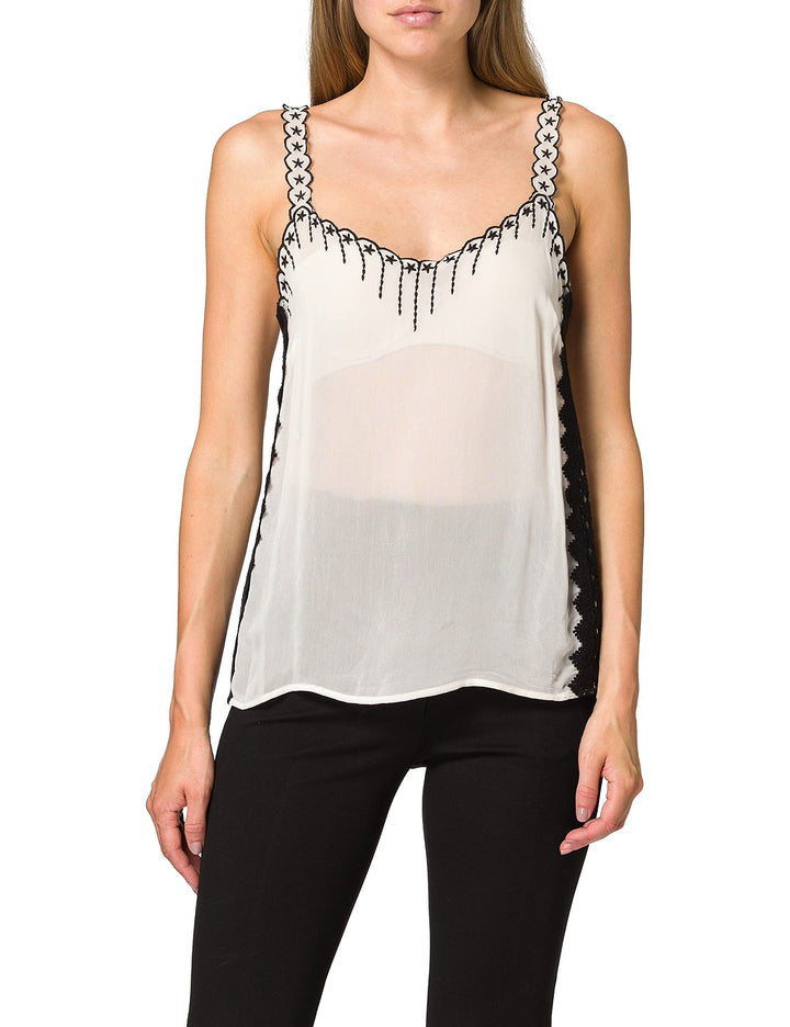Pinko Damen RAGGIRATO Mode-Weste, Cz2_Ecru/Nero, 46N