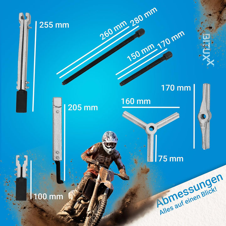 Bituxx 12 TLG. universal Lager Abzieher Set 2 und 3 Armig Innen Aussen Werkzeug Lagerabzieher Kugell