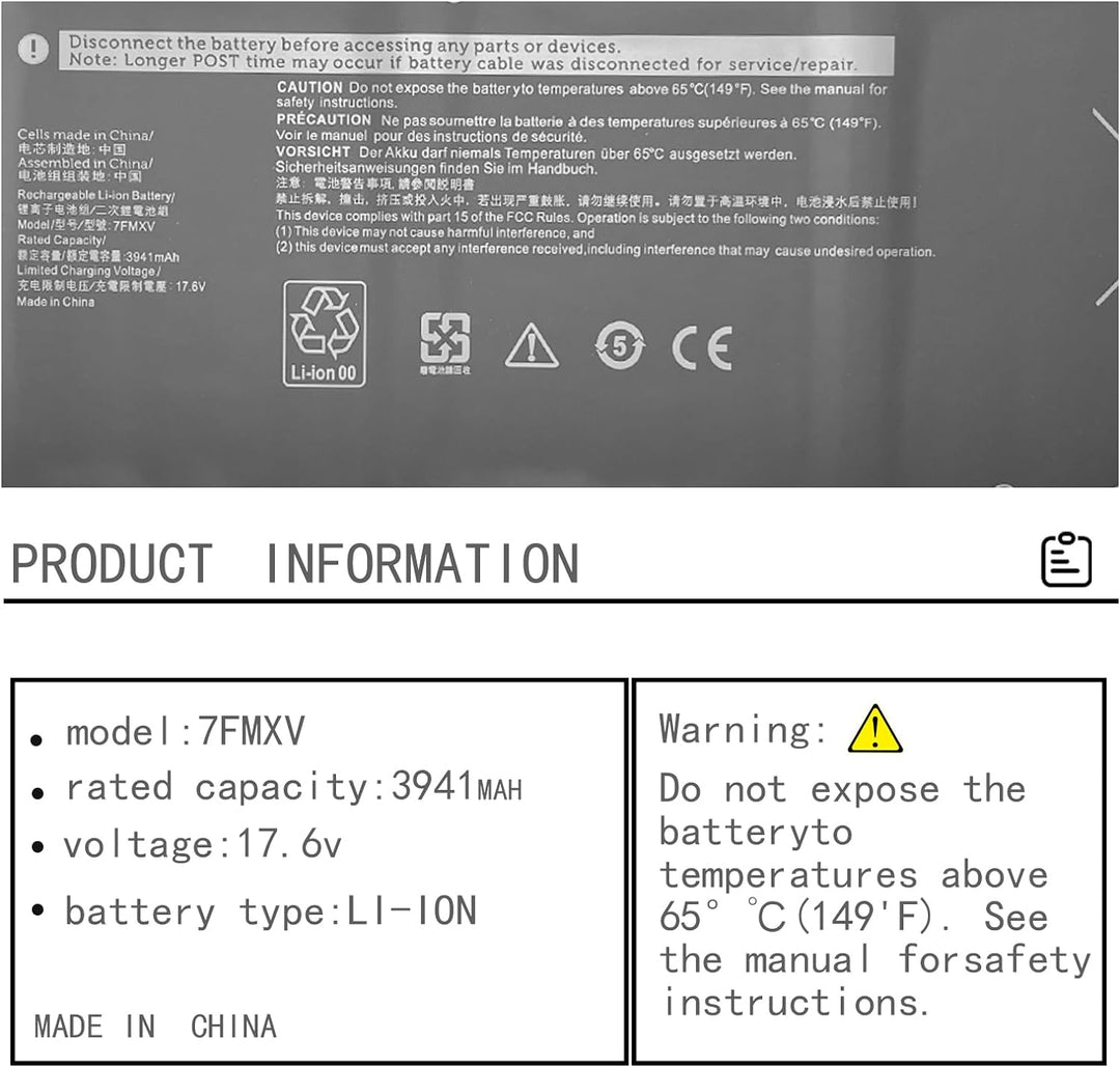 7FMXV 0TN2GY TN2GY 9JM71 Ersatz für Notebook-Akku für Dell Latitude 5320 7320 7420 7520 Serie (15,2