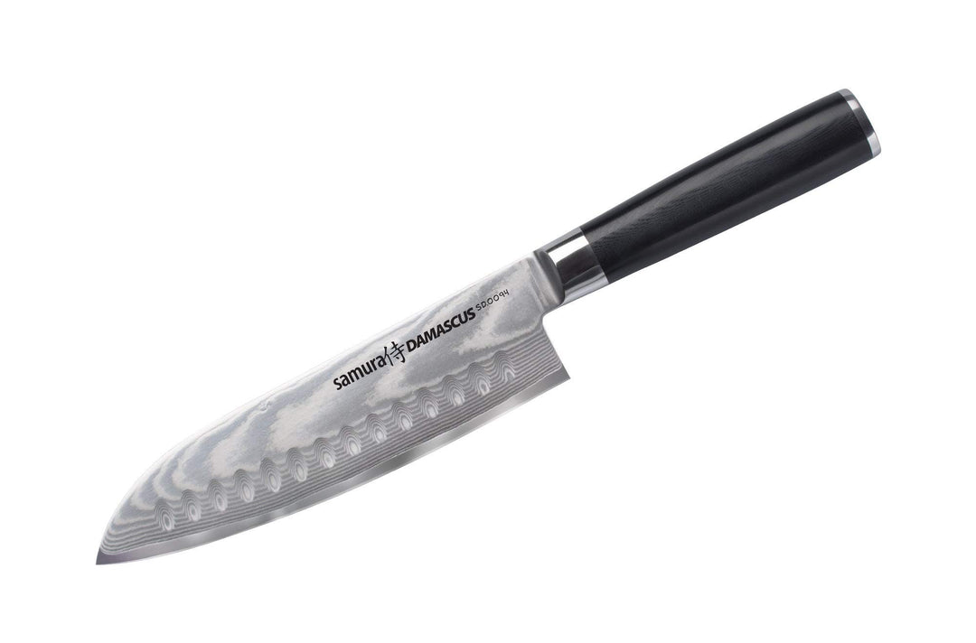 Samura Damasco Coltello da cucina giapponese professionale Santoku 180mm / 7"Manico G-10 Durezza 61