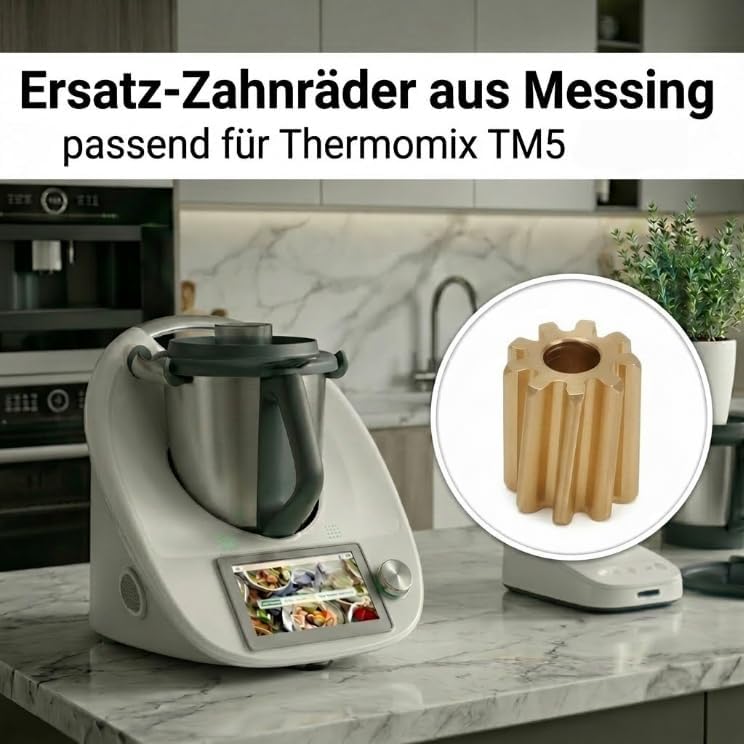 Ritzel Zahnrad Messing für Thermomix TM5 Motor Verriegelung | Ersetzt Defektes Kunststoffzahnrad,Beh