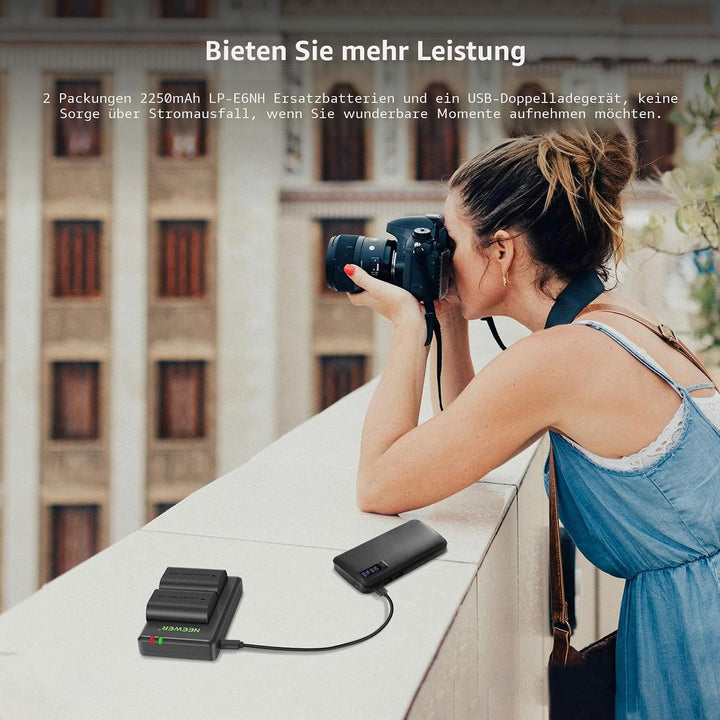 NEEWER Ersatz-Akku LP-E6NH wiederaufladbares Akku-Ladegerät kompatibel mit Canon EOS R7, EOS R5, EOS