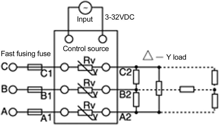 Dreiphasiges Halbleiterrelais SSR-3/032-4810A DC-Steuerungsaustausch (DC-AC) 480V Industriestromvers