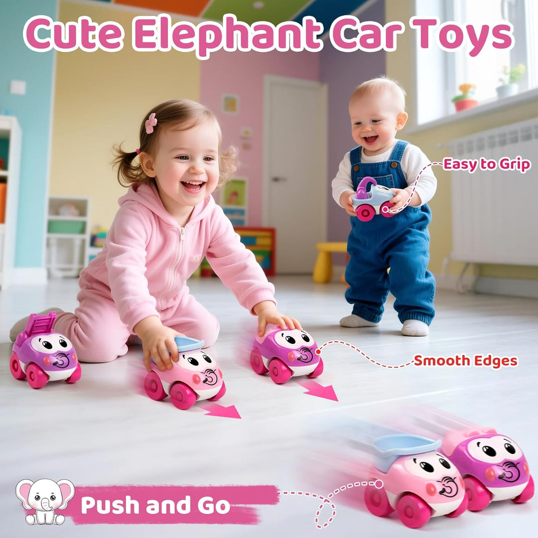 Spielzeug ab 1 Jahr, Baby Elefant Auto Rutschbahn für Kleinkinder 1–2 Jahre, Enthält 4 tierförmige S