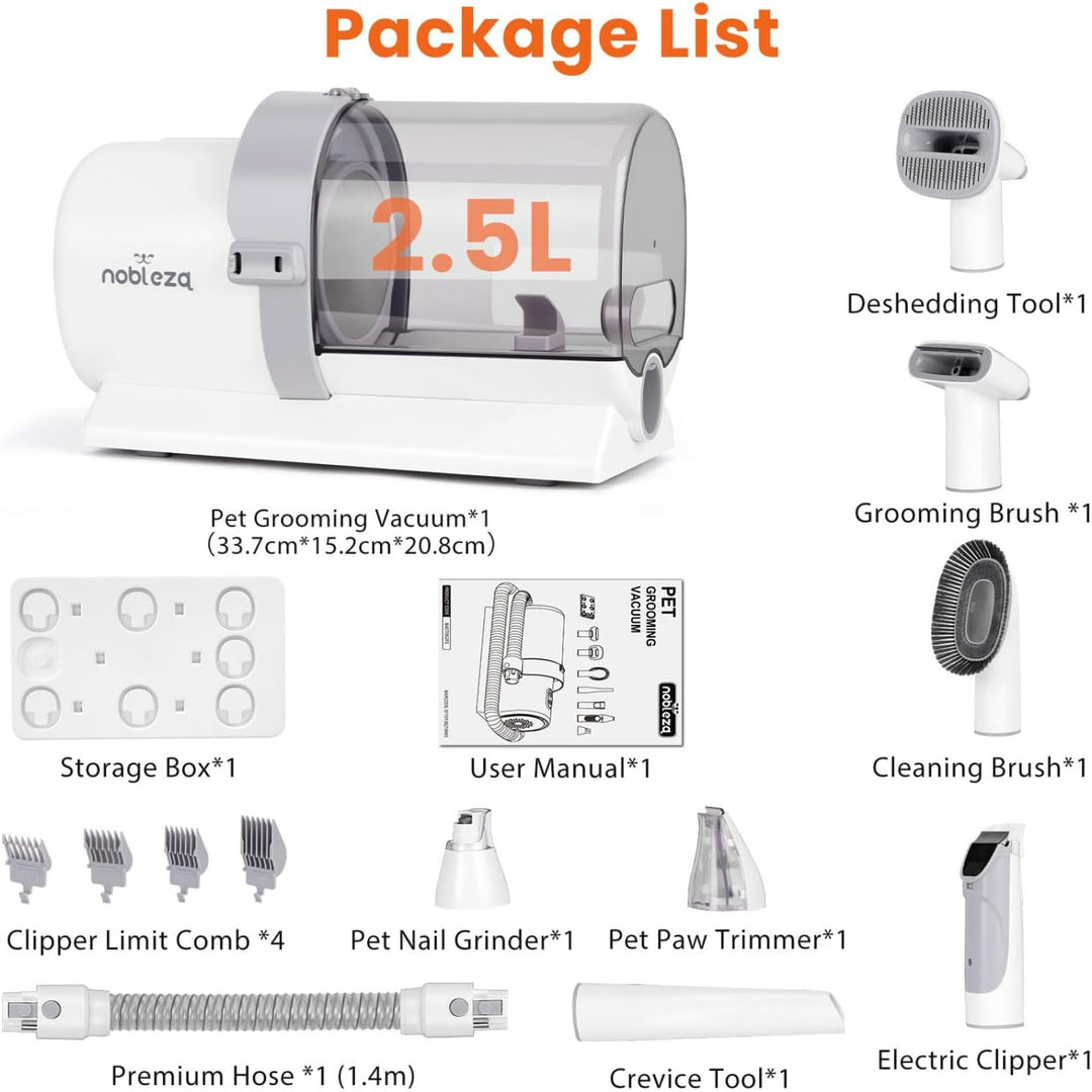 Nobleza Hundeschermaschine mit Staubsauger, Super Saugkraft mit 12000 Pa Saugt 99.99% der Tierhaare,