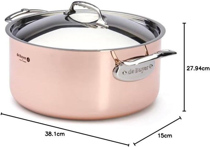 de Buyer - Kochtopf aus Kupfer mit Deckel PRIMA MATERA - 28 cm - 6242.28 Durchmeser 28 cm, Durchmese