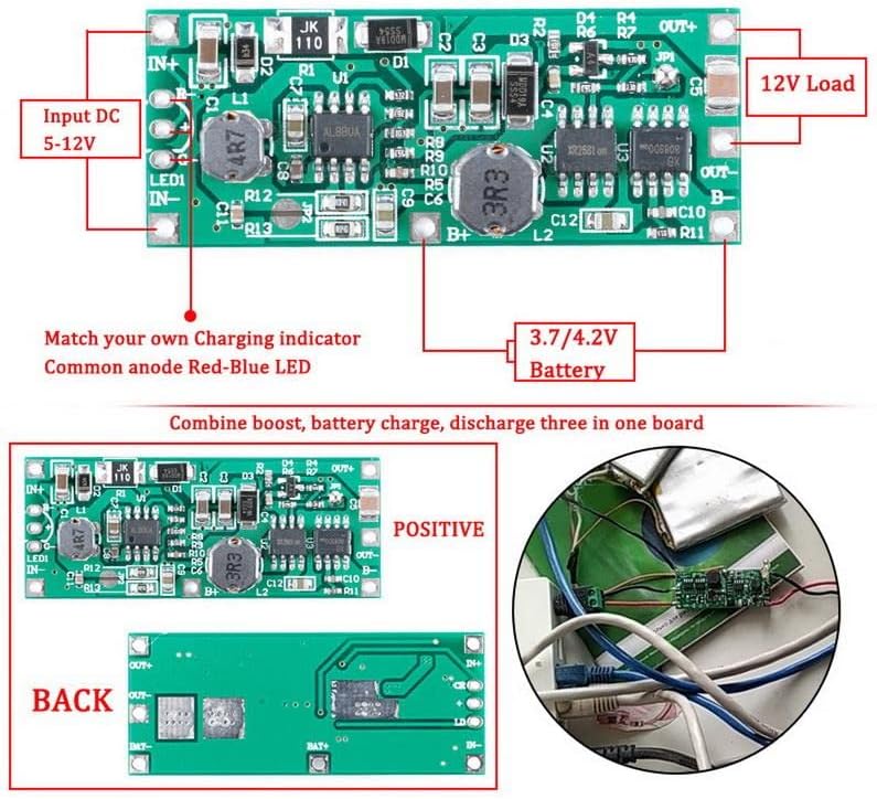 TECNOIOT 5 Stück DC 5V-12V bis 12V USV Unterbrechungsfreie Stromversorgung 18650 Batterieschutzplati