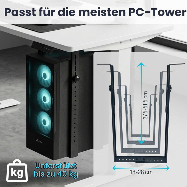 PC Halterung Untertisch Höhenverstellbar – Computerhalterung für Schreibtisch, Universale PC Aufhäng