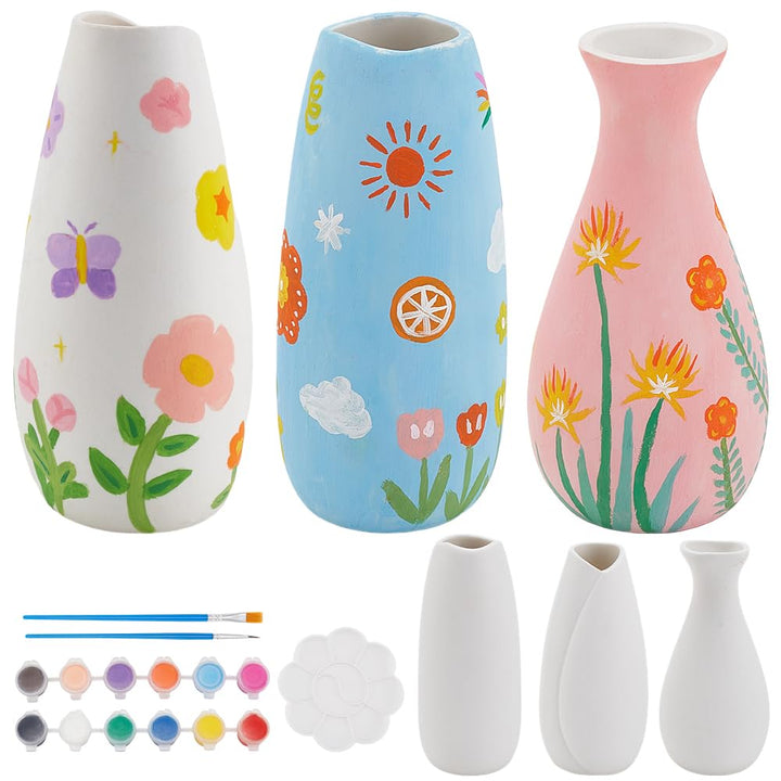 WEBEEDY 3 Grössen Keramik Töpfe Paint Kit Malen Sie Ihre Eigenen keramischen Töpferwaren Farbe Vase