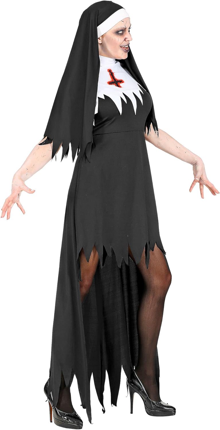 "HORROR NUN" (dress with overskirt, headpiece) - (S), S