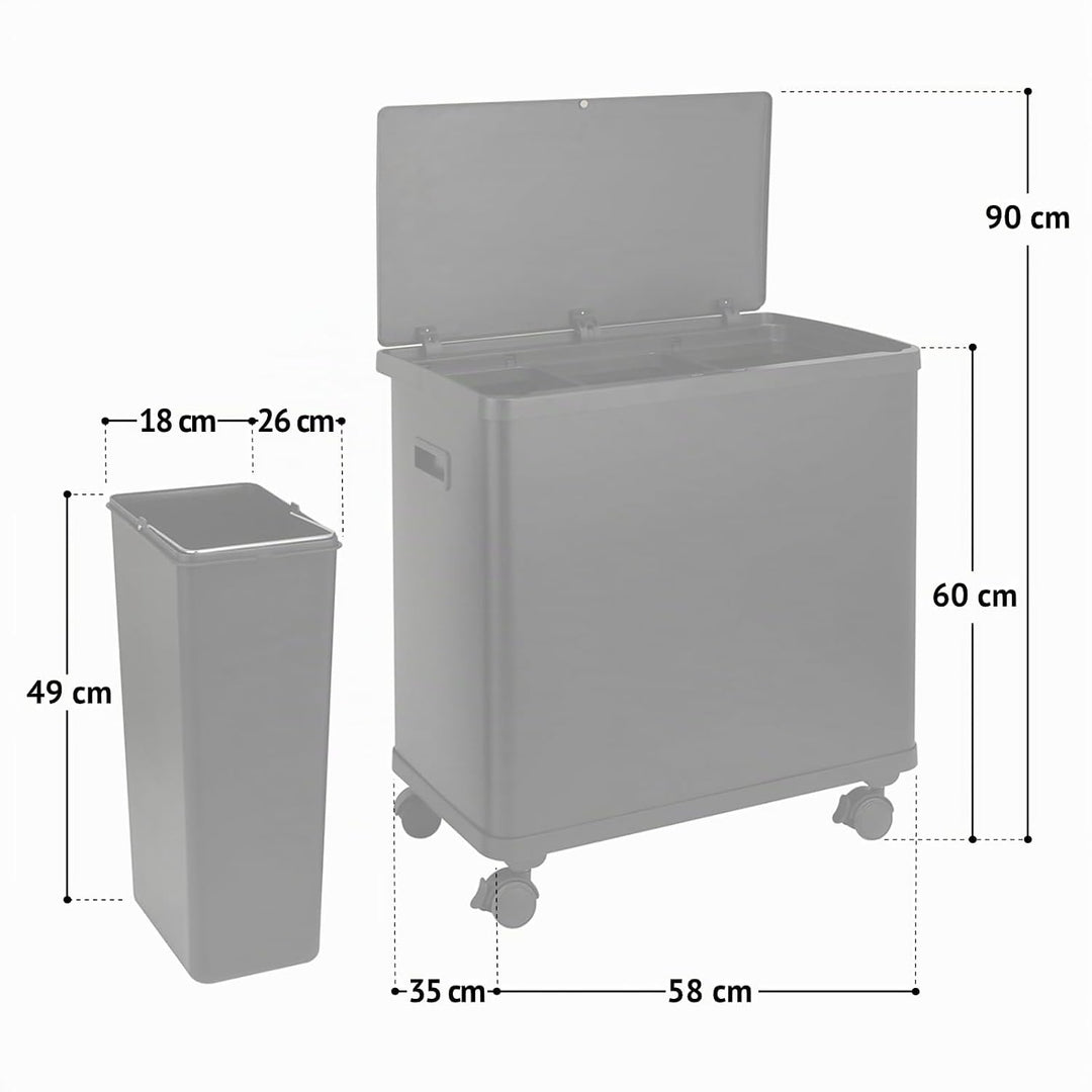 SVITA SR3X18 54L Sensor-Mülleimer 3 Fächer Mülltrennsystem Abfalleimer Stahl Schwarz SR3X18 (54L) Sc