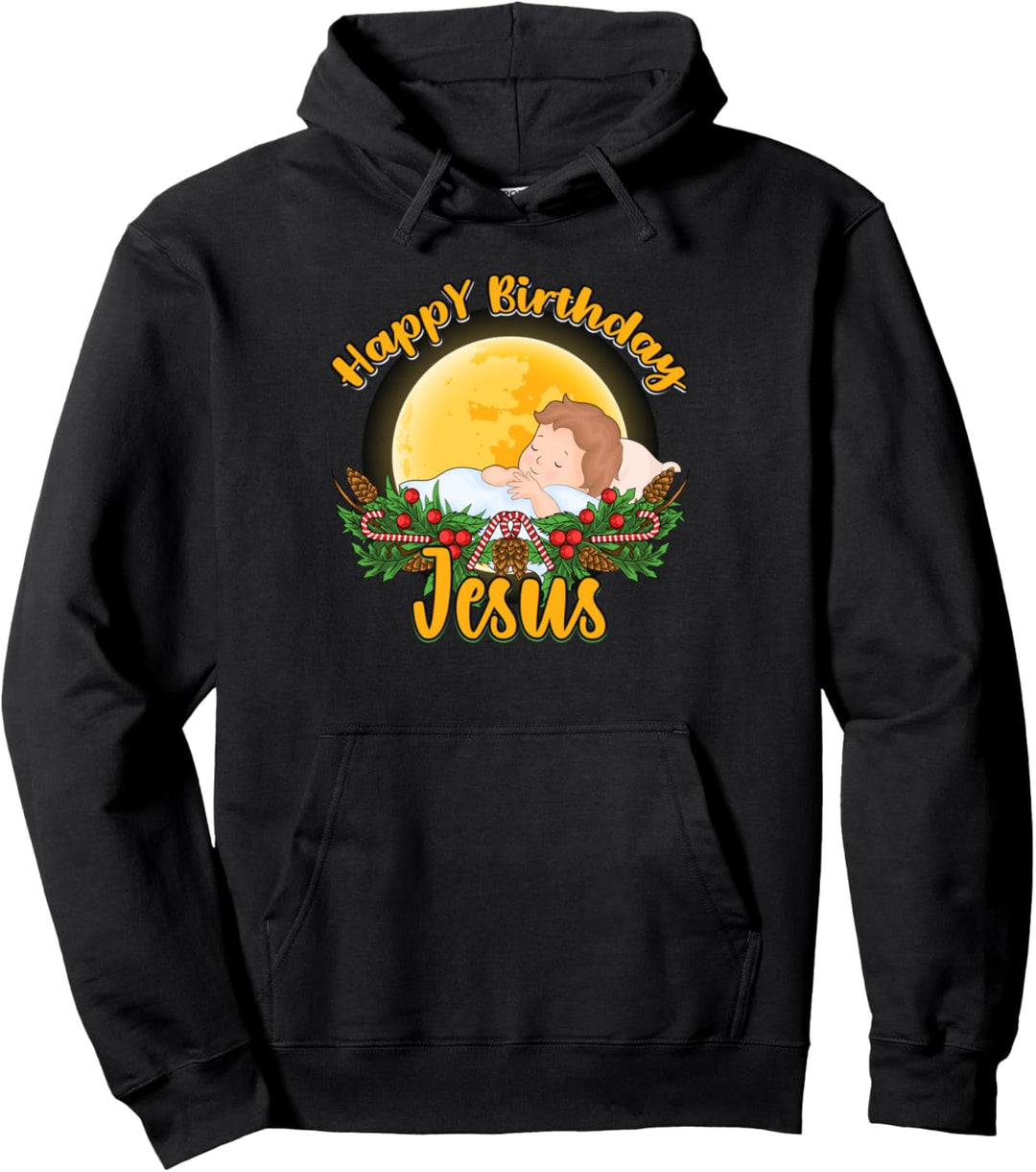 Christliche Religion Weihnachtskranz Happy Birthday Jesus Pullover Hoodie