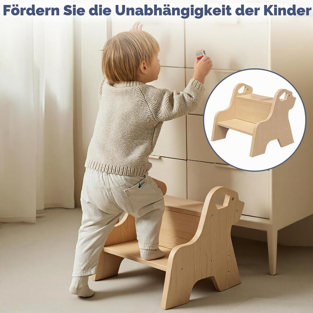 Tritthocker für Kinder - 2-Stufig Hocker Kinderschemel, mit Antirutschmatte und Griff, Multifunktion