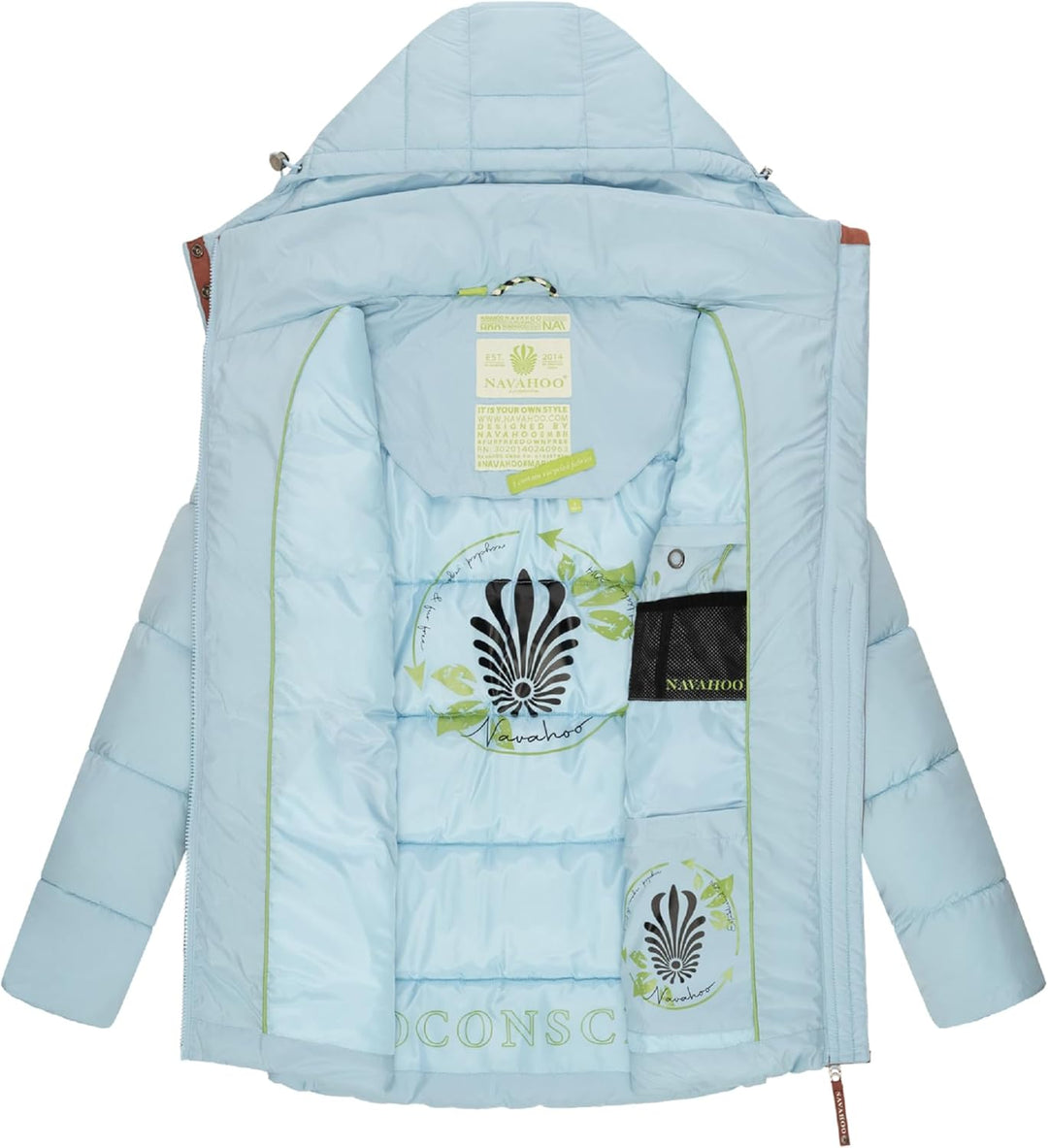 Navahoo Damen kurze Winterjacke Steppjacke warm mit abnehmbarer Kapuze aus recycelten Materialien Wa