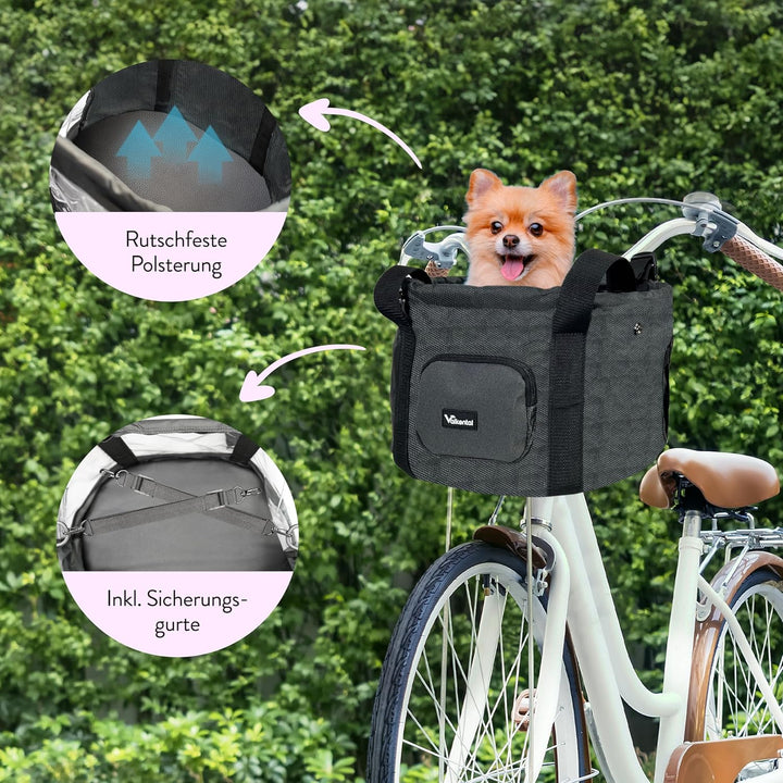 Valkental - Fahrradkorb für Hunde KLICKfix Kompatibel | Ideal als Einkaufskorb | Stabil und Sicher |