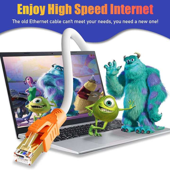 Cat 8 Netzwerkkabel 30m, LAN Kabel 30 Meter Weiss Wlan Kabel 40Gbps 2000MHz Internetkabel Outdoor Et