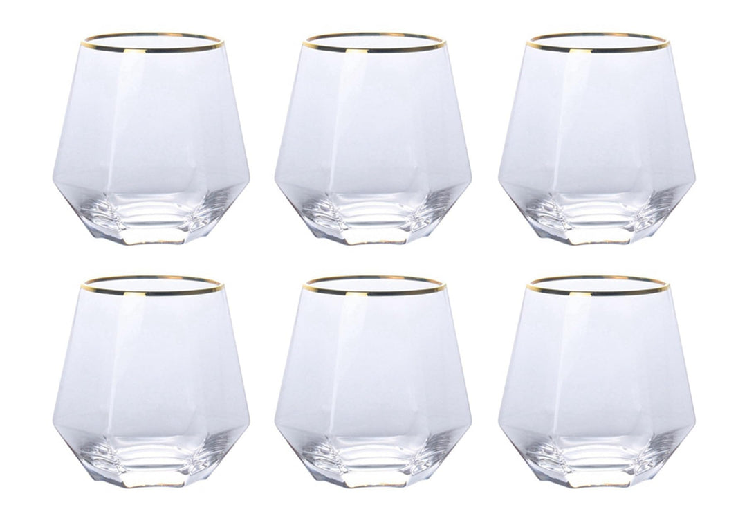 300ml Diamant Whiskey Gläser 4/6 Set, Klar Geometrisch Modisch Wasser Saft Tumbler Gekippt Scotch Gl