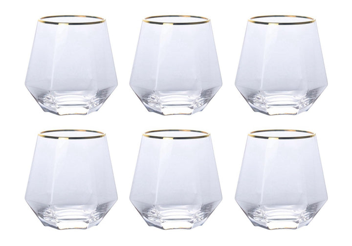 300ml Diamant Whiskey Gläser 4/6 Set, Klar Geometrisch Modisch Wasser Saft Tumbler Gekippt Scotch Gl