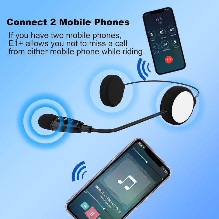 EJEAS E1+ Motorradhelm Bluetooth 5.1 Headset, mit CVC-Geräuschunterdrückung Funktion und 3D-Soundeff