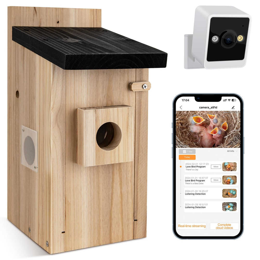 RAINBEAN Bird House with Camera,Nistkasten mit Kamera, 4 Millionen Pixel Outdoor-Vogelhaus-Kamera, E