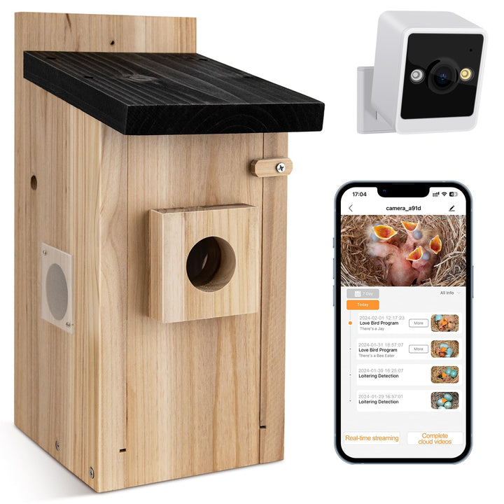 RAINBEAN Bird House with Camera,Nistkasten mit Kamera, 4 Millionen Pixel Outdoor-Vogelhaus-Kamera, E