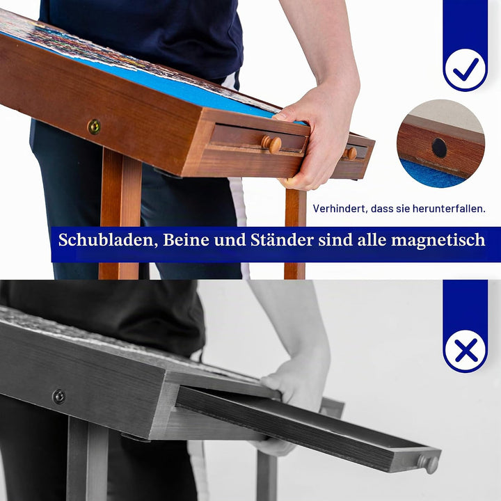 Tektalk Puzzletisch mit klappbaren Tischbeinen &amp;; kippbarem Ständer, Puzzlebrett mit PP-Abdeckung &amp;;