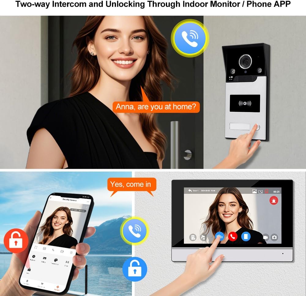 TUYA WiFi Video Intercom Türklingel Eingangssystem 7inch 1080P HD Verdrahtete Video Türklingel Kamer