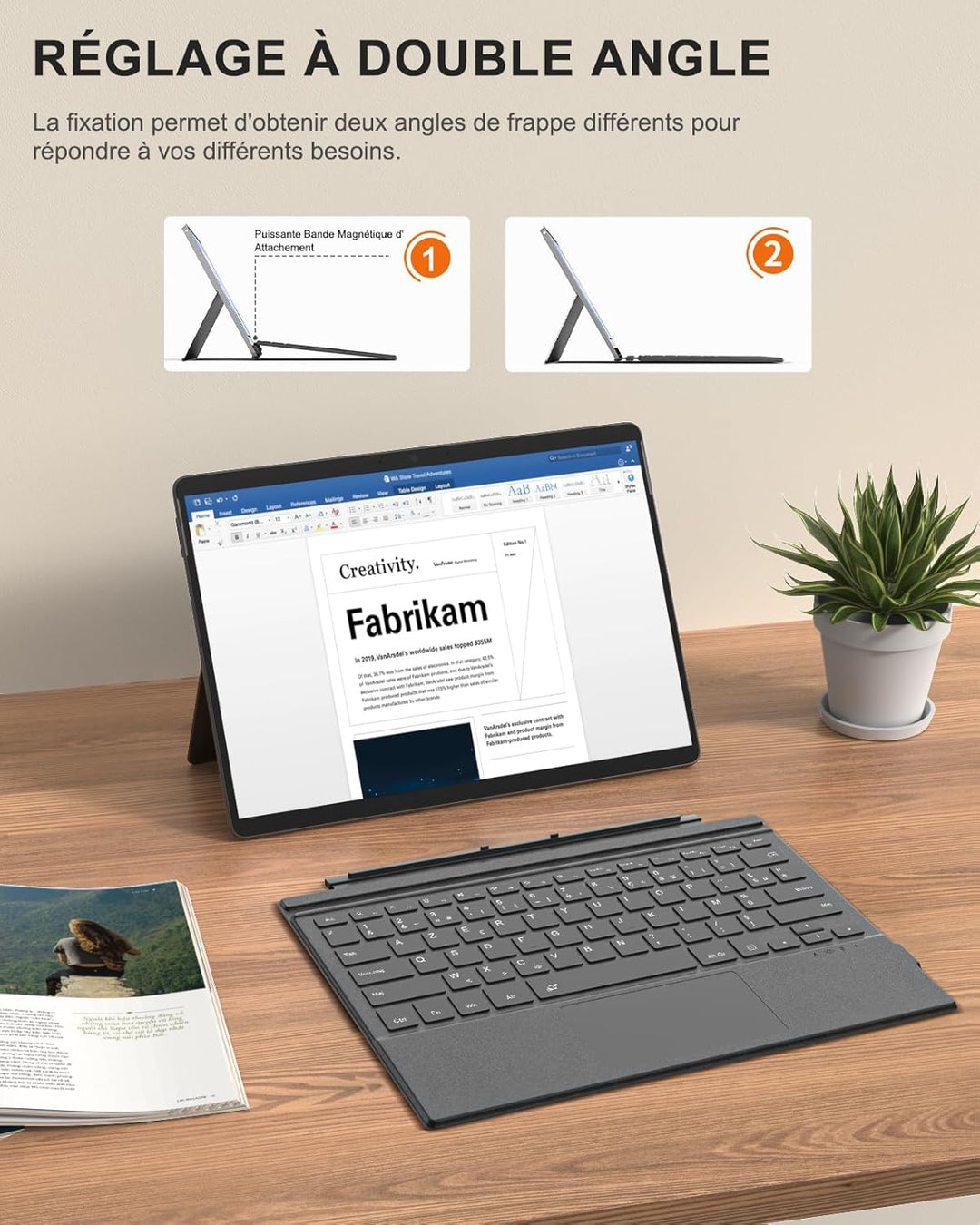 MoKo Französische Tastatur Kompatibel mit Microsoft Surface Pro 7 Plus/Pro 7/Pro 6/Pro 5/Pro 4/3, AZ
